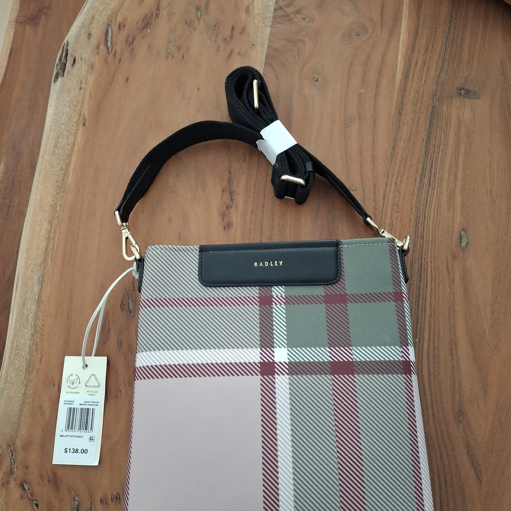 RADLEY LONDON Checkered Crossbody Bag - Pink and Green